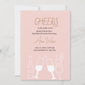 Invitation Cocktail rose Boissons Fête des mariées illustrée (Devant)