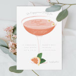 Invitation Cocktail rose de la partie d'engagement<br><div class="desc">Illustration de cocktail de pamplemousse avec texte modifiable pour votre événement.</div>