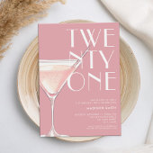 Invitation Cocktail rose moderne 21e anniversaire