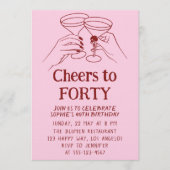 Invitation Cocktail rose “Santé pour quarante ans” (Devant)
