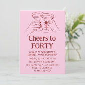 Invitation Cocktail rose “Santé pour quarante ans” (Debout devant)