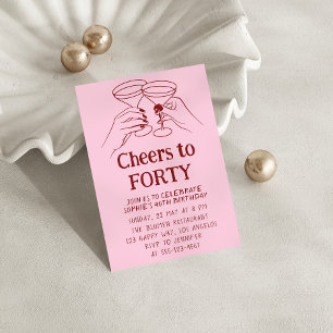 Invitation Cocktail rose “Santé pour quarante ans”