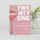 Invitation Cocktail rose Thème 21ème anniversaire de fête pou (Debout devant)