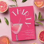 Invitation Cocktail rose vif moderne 30e anniversaire<br><div class="desc">Invitation moderne de 30e anniversaire avec élégante typographie chic et design minimaliste dans la couleur rose vif</div>