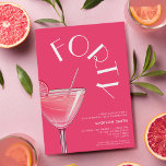 Invitation Cocktail rose vif moderne 40e anniversaire<br><div class="desc">Invitation moderne 40e anniversaire avec élégante typographie chic et design minimaliste dans couleur rose vif</div>