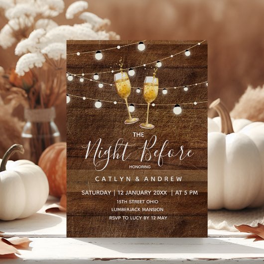 Invitation Cocktail Rustique Bois Chaîne Lumière La Nuit Avan