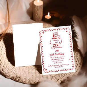 Invitation Cocktail Scribble Dessiné À La Main 30e, 40e Anniv