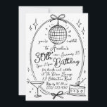 Invitation Cocktail Scribble Dessiné À La Main 30e À Tout Âge<br><div class="desc">Célébrez votre 30e anniversaire en style avec cette invitation chic à boules Disco Rose. Dotée d'un design disco ludique, d'un verre à martini et d'illustrations de gâteaux sur un arrière - plan rose vif, cette invitation personnalisable est parfaite pour une fête festive et amusante. Personnalisez facilement le texte pour inclure...</div>