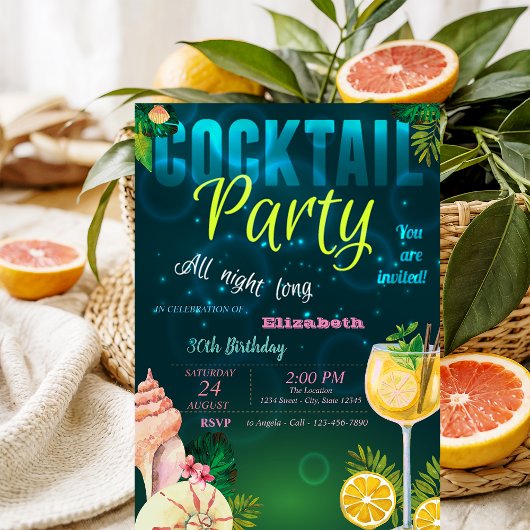 Invitation Cocktail, Seashell Summer Birthday Party