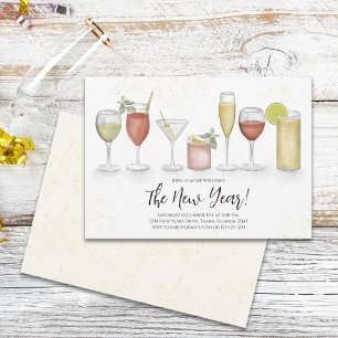 Invitation Cocktail simple New Years Party Boissons Aquarelle
