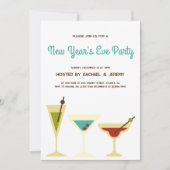 Invitation Cocktail simple Retro Soirée du Nouvel An (Devant)