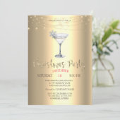 Invitation Cocktail Snowflake String Lights Gold Christmas (Debout devant)