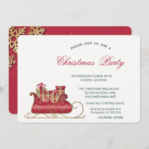 Invitation Cocktail Snowflakes Red Christmas Corporate Party
