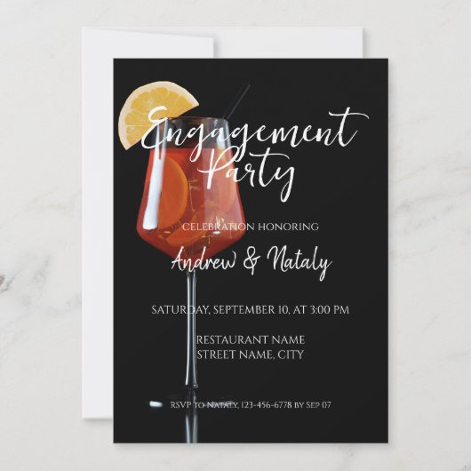 Invitation cocktail Spritz en noir (Devant)