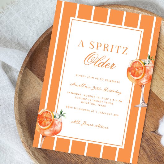 Invitation Cocktail Spritz Older Peach 30th Birthday Party