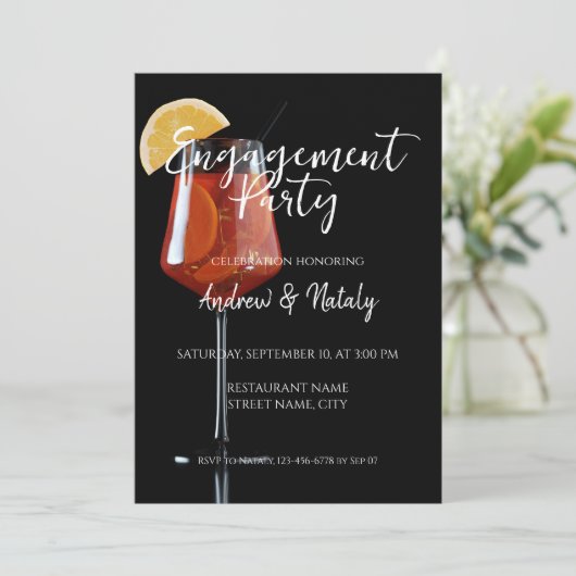Invitation Cocktail Spritz sur fond noir (Debout devant)