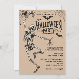 Invitation Cocktail squelette vintage pour adultes Halloween