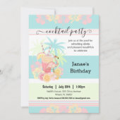 Invitation Cocktail Summer Pool Party Blue Pink Tropical (Devant)