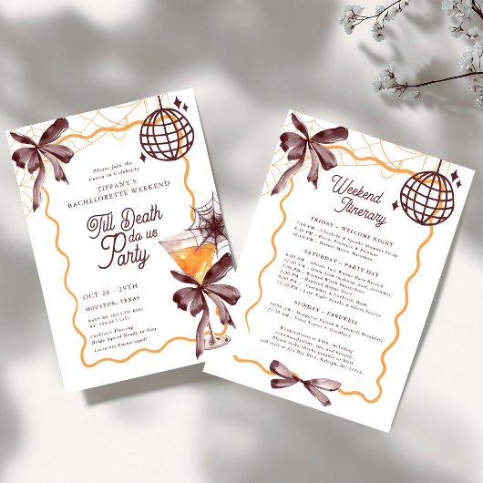 Invitation Cocktail Till Death Bow Halloween Bacheloerette