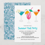Invitation Cocktail Tropical d'été Fête de Piscine pour Adult (Devant / Derrière)