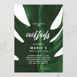 Invitation Cocktail Tropical Monstera Leaf Party