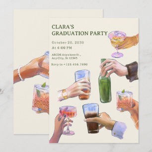 Invitation Cocktail vintage coloré applaudissements Graduatio