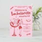 Invitation Cocktail Whimsical Bachelorette Weekend Party (Debout devant)