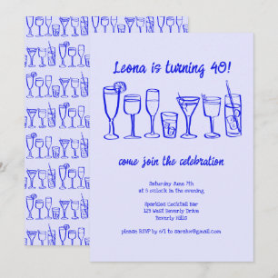 Invitation Cocktail Whimsical Boissons Personnalisé Anniversa