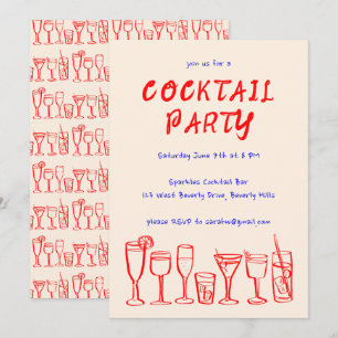 Invitation Cocktail Whimsical Boissons Personnalisé Anniversa