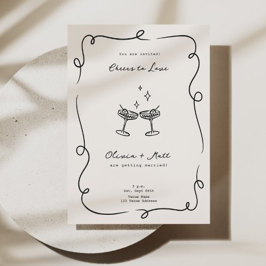 Invitation Cocktail Whimsical minimaliste Mariage