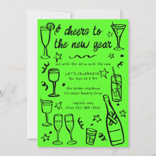 Invitation Cocktail Whimsical NEW YEAR Party Boissons sur mes