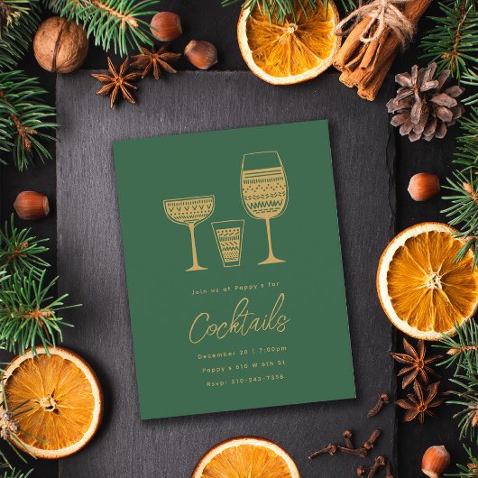 Invitation Cocktails à motifs Noël Cocktail Party