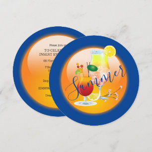 Invitation Cocktails adultes fête estivale tropicale Hawaii