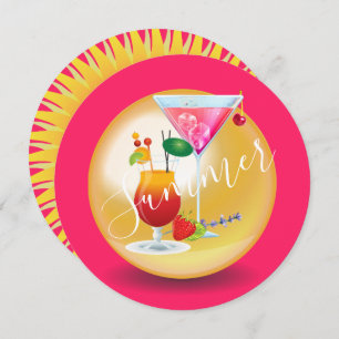 Invitation Cocktails adultes solarium piscine tropicale estiv