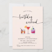 Invitation Cocktails amusants Anniversaire Week-End Itinérair (Devant)