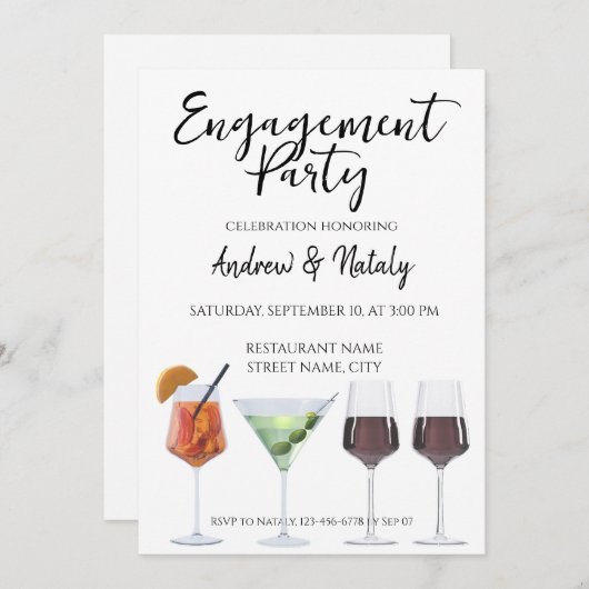 Invitation Cocktails amusants colorés (Devant / Derrière)