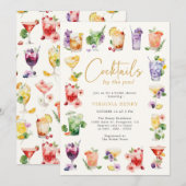 Invitation Cocktails Au Bord De La Piscine (Devant / Derrière)