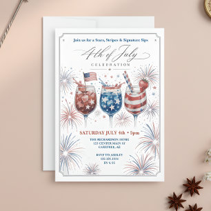 Invitation Cocktails BBQ Rouge Blanc & Bleu 4 juillet