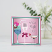 Invitation Cocktails bleu Turquoise rose Bachelorette Party (Debout devant)