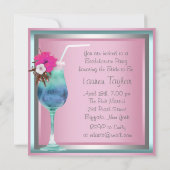 Invitation Cocktails bleu Turquoise rose Bachelorette Party (Dos)