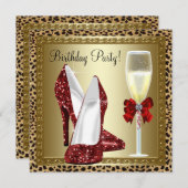 Invitation Cocktails Chaussures à talons hauts rouge Léopard  (Devant / Derrière)
