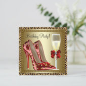 Invitation Cocktails Chaussures à talons hauts rouges Léopard (Debout devant)