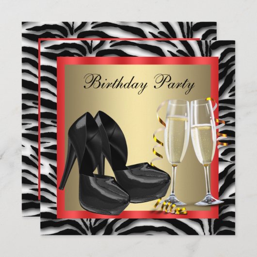 Invitation Cocktails Chaussures à talons hauts rouges Zèbre r (Devant / Derrière)