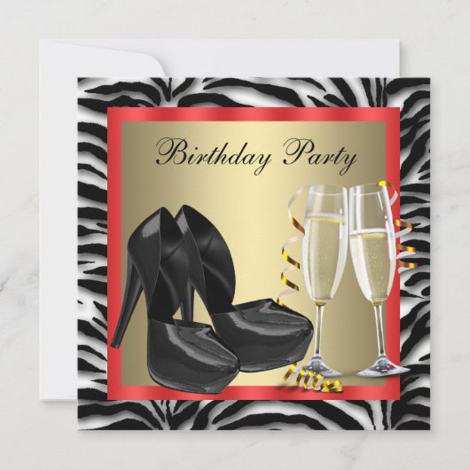 Invitation Cocktails Chaussures à talons hauts rouges Zèbre r (Devant)