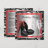 Invitation Cocktails Chaussures à talons hauts rouges Zèbre r (Devant / Derrière)