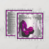 Invitation Cocktails Chaussures Femmes Hot rose fête d'annive (Devant / Derrière)