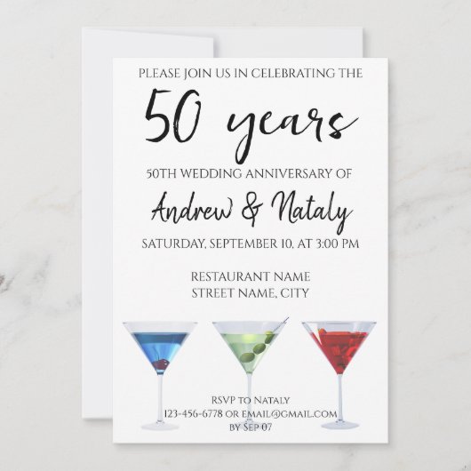 Invitation Cocktails colorés et amusants (Devant)