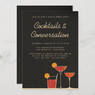 Invitation Cocktails & Conversation Retro Boissons House Part