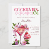 Invitation Cocktails & Cupcakes Fête des mariées moderne (Devant)