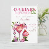 Invitation Cocktails & Cupcakes Fête des mariées moderne (Debout devant)